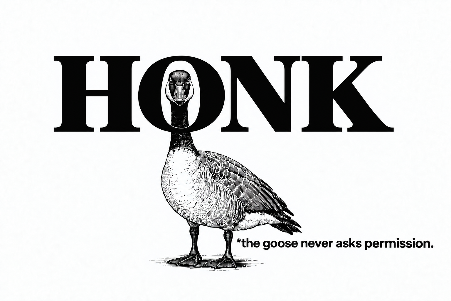 HONK — the goose never asks permission.